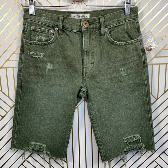 Free People Caroline Cutoff‎ Denim Shorts Green - Picture 2 of 11